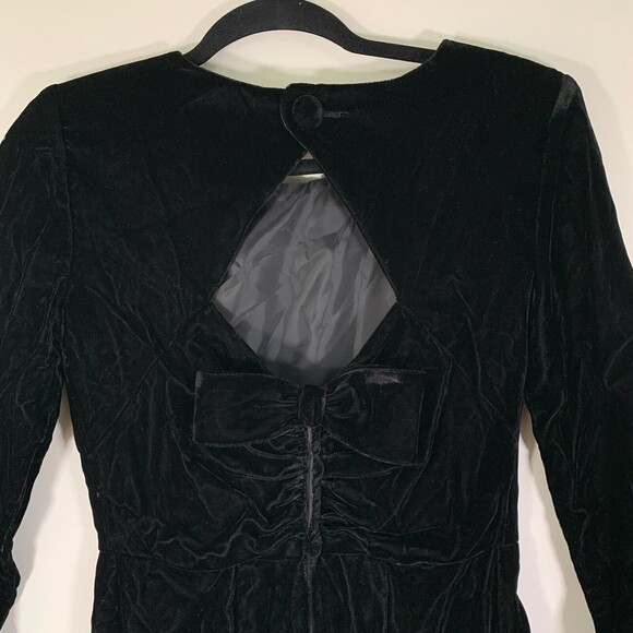 Lang Dress Women’s 4 Black Velvet Long Sleeve Mini Dress Shoulder Pads - Picture 8 of 12